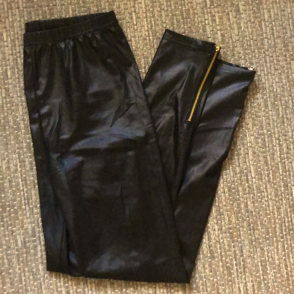 Black faux leather leggings